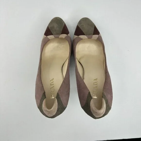 Prada Women's Lampone Grafite Calzature Donna Camoscio Grafic Pumps EU 37.5/US 7 - Picture 6 of 17